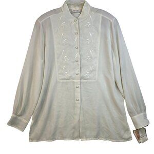 Susan Bristol Size 12 Embroidered Blouse Vintage Deadstock Feminine Flowy Dainty